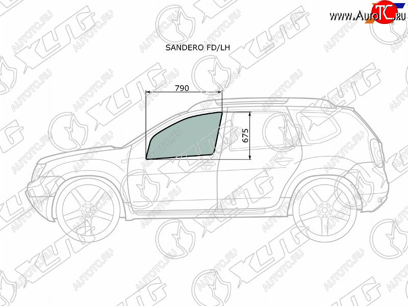 2 399 р. Стекло боковое опускное (Спереди Слева Цвет зеленый) Nissan Terrano 14-22  Renault Duster 10-21  XYG SANDERO FD/LH  с доставкой в г. Керчь
