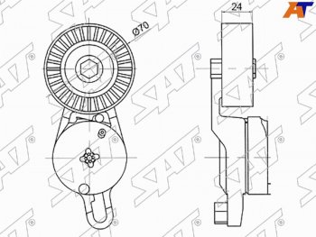 1 599 р. Натяжитель приводного ремня TOYOTA CAMRYRAV4 2.5 11-LEXUS ES 2.5 11-RX 2.7 08- SAT ST-16620-36010  с доставкой в г. Керчь. Увеличить фотографию 1