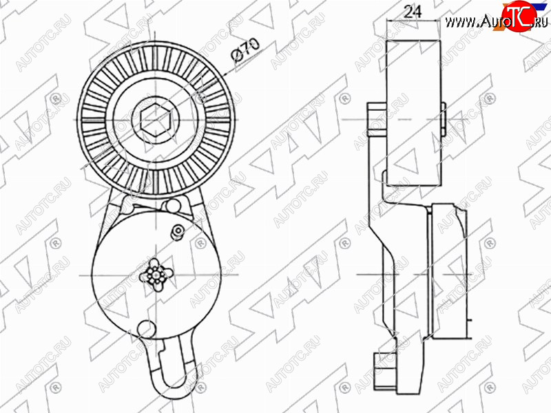 1 599 р. Натяжитель приводного ремня TOYOTA CAMRYRAV4 2.5 11-LEXUS ES 2.5 11-RX 2.7 08- SAT ST-16620-36010  с доставкой в г. Керчь