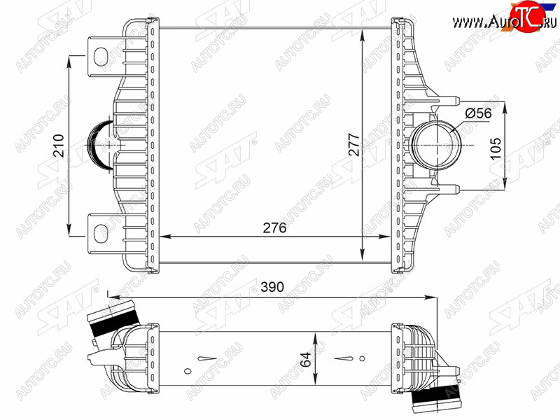10 249 р. Интеркулер LAND ROVER RANGE ROVER 12-RANGE ROVER SPORT 13- SAT ST-211-0006  с доставкой в г. Керчь
