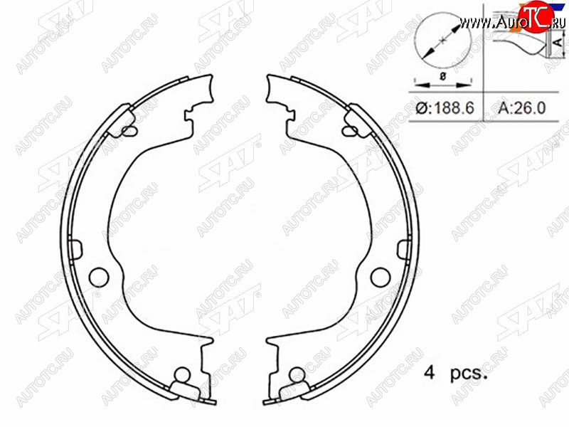 1 399 р. Колодки тормозные барабанные задние RH-LH SAT Chevrolet Captiva 2-ой рестайлинг (2013-2016)  с доставкой в г. Керчь