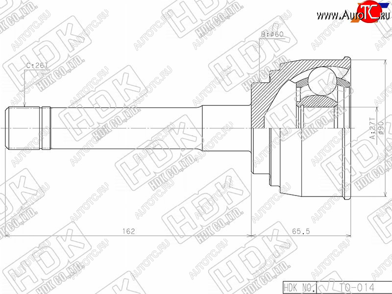 5 999 р. Шрус наружный TOYOTA 4RUNNERHILUXSURF #N130REGIUS RCH47DYNA 3RZ235L3Y3VZ1KZ 87-02 4WD HDK TO-014  с доставкой в г. Керчь