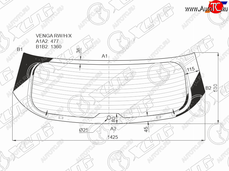 11 999 р. Стекло заднее (Цвет зеленый Обогрев) Hyundai ix20 10-19  Kia Venga 10-17 XYG VENGA RW/H/X  с доставкой в г. Керчь