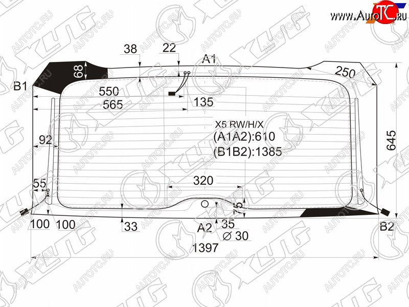 7 199 р. Стекло заднее (Цвет зеленый Обогрев Антенна) BMW X5 99-06 XYG X5 RW/H/X  с доставкой в г. Керчь