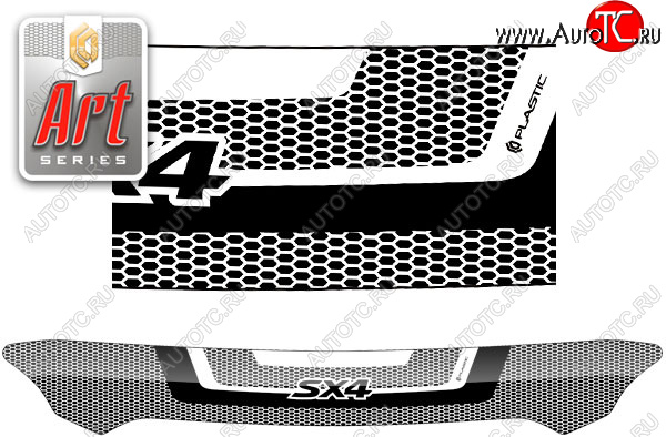 2 159 р. Дефлектор капота CA-Plastic  Suzuki SX4  JYB, JYA (2013-2016) хэтчбэк дорестайлинг (Серия Art черная)  с доставкой в г. Керчь