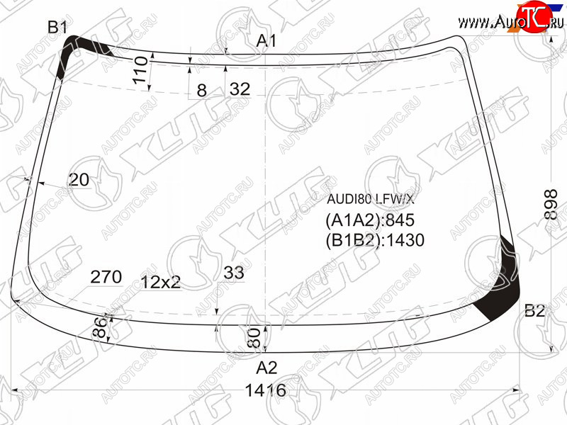 5 599 р. Стекло лобовое Audi 80 86-95 XYG AUDI80 LFW/X  с доставкой в г. Керчь