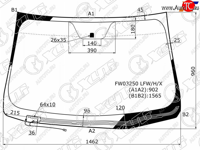 7 199 р. Стекло лобовое с обогревом щеток HYUNDAI SONATA YF 10-14                                             XYG FW03250 LFW/H/X  с доставкой в г. Керчь