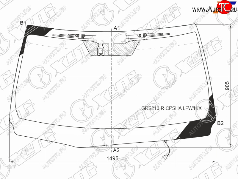 12 549 р. Стекло лобовое (Обогрев щеток Антенна Датчик дождя) Toyota Crown 12-18 XYG GRS210-R-CPSHA LFW/H/X  с доставкой в г. Керчь