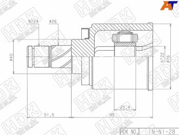 Шрус внутренний NISSAN ALMERA N16 01-03 QG15 HDK IN-NI-28