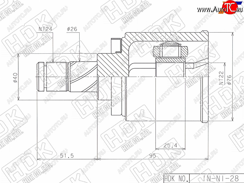 5 349 р. Шрус внутренний NISSAN ALMERA N16 01-03 QG15 HDK IN-NI-28  с доставкой в г. Керчь