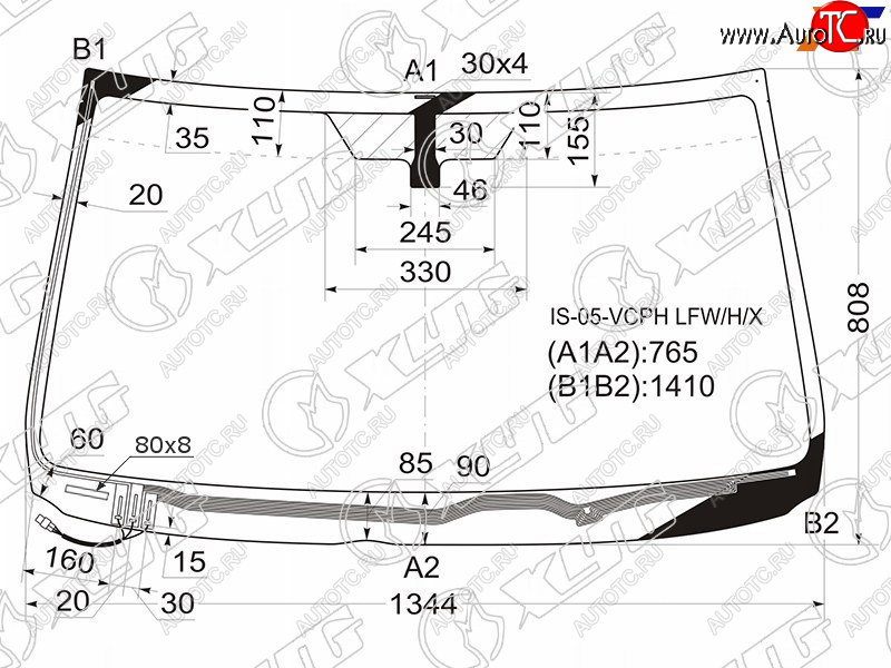 6 599 р. Стекло лобовое (Обогрев щеток) Lexus IS 05-16 XYG IS-05-VCPH LFW/H/X  с доставкой в г. Керчь