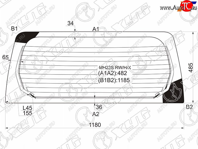 7 499 р. Стекло заднее (Цвет зеленый Обогрев) Mazda AZ-Wagon 05-12  Suzuki Wagon R 08-12 XYG MH23S RW/H/X  с доставкой в г. Керчь