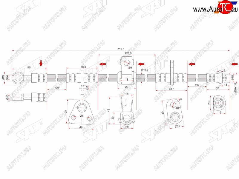 1 199 р. Шланг тормозной перед (Таиланд) RH SAT  Honda Accord  4 CB - Ascot  CE  с доставкой в г. Керчь