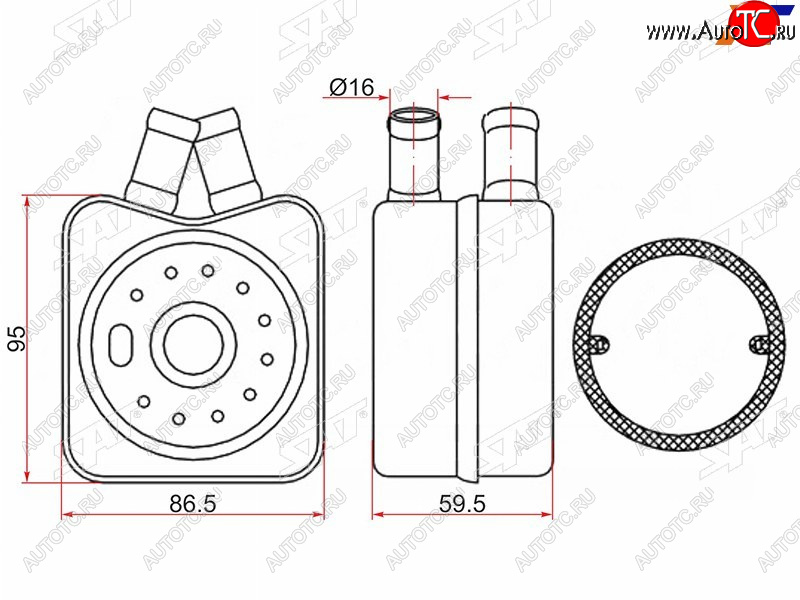 2 049 р. Радиатор масляный AUDI A2 00-A3 96-03A4 96-08MITSUBISHI LANCER 07-SKODA FABIA 99-OCTAVIA 96-VO SAT ST-028117021B  с доставкой в г. Керчь
