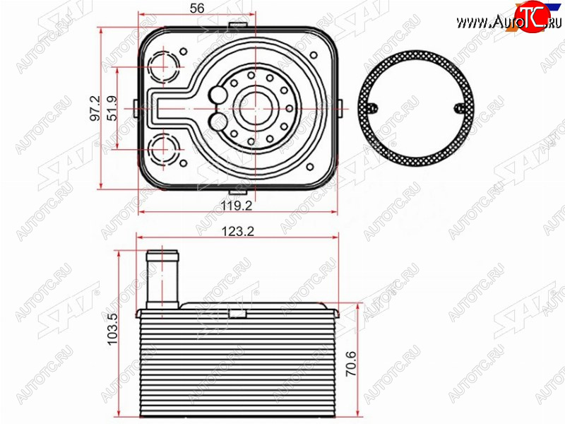 2 199 р. Радиатор масляный AUDI A3 03-A4 00-A5 07-Q7 07-SKODA FABIA 99-OCTAVIA 04-VOLKSWAGEN GOLF 03-P SAT ST-038117021B  с доставкой в г. Керчь