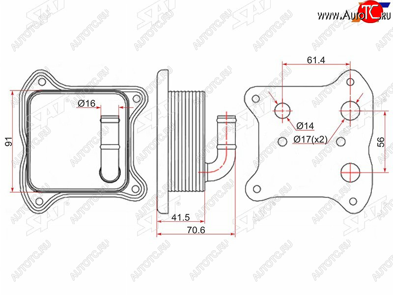 2 799 р. Радиатор масляный AUDI A1 10-A3 03-SKODA FABIA 07-OCTAVIA 04-RAPID 12-VOLKSWAGEN JETTA 10-POLO SAT ST-03F117021A  с доставкой в г. Керчь