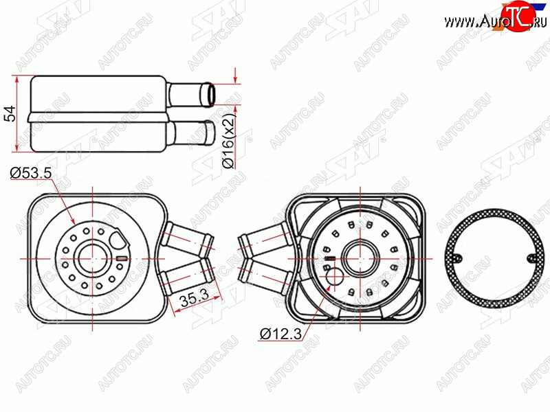 1 269 р. Радиатор масляный AUDI A4 94-00A6 94-05FORD GALAXY 95-06SKODA OCTAVIA 96-10VOLKSWAGEN PASSAT 96- SAT ST-068117021B  с доставкой в г. Керчь