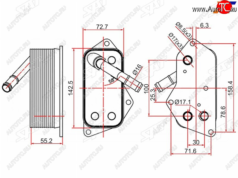 2 899 р. Радиатор масляный BMW 1-SERIES  E81E82E87E88 04-111-SERIES F20F21 11-3-SERIES E90E91E92E93 SAT ST-11427525333  с доставкой в г. Керчь