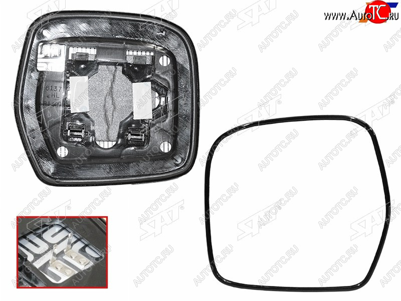 1 339 р. Полотно зеркала Toyota Land Cruiser (J100) 98-07 (Слева Обогрев) SAT ST-121-0121  с доставкой в г. Керчь