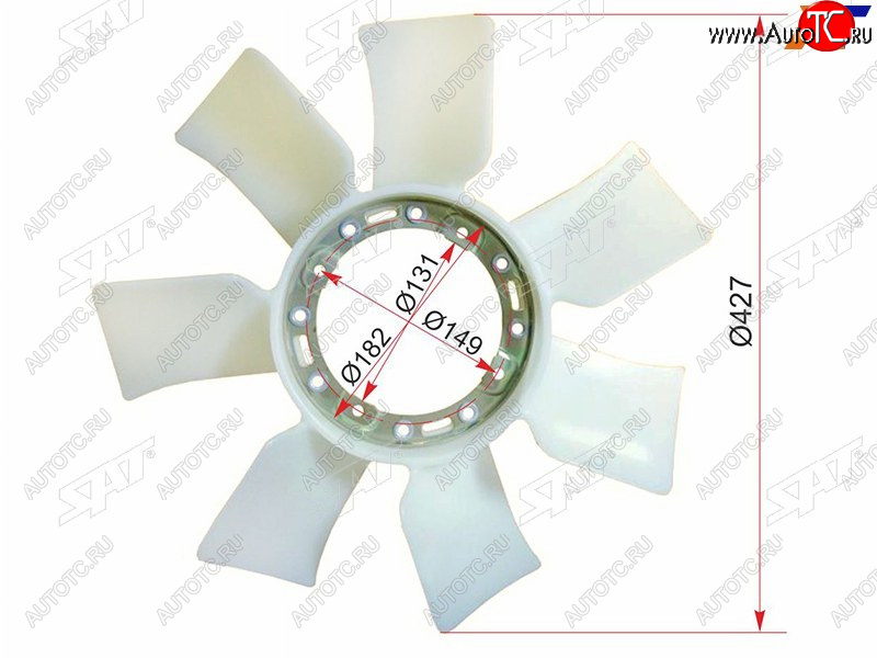 2 899 р. Крыльчатка вентилятора TOYOTA 1-2JZGE,1-2JZFSE SAT ST-16361-46040  с доставкой в г. Керчь