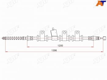 Трос ручного тормоза RH SAT Chevrolet Aveo  T250 - Nexia