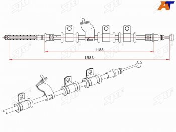 Трос ручного тормоза LH SAT Chevrolet Aveo  T250 - Nexia