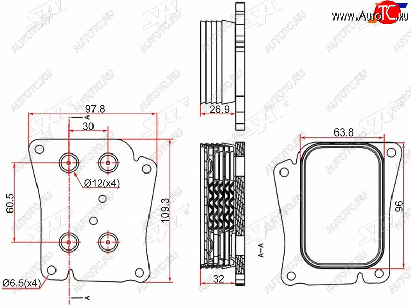 2 799 р. Радиатор масляный MERCEDES C-CLASS W203 00-06C-CLASS W204 06-13E-CLASS W211 02-09 SAT ST-A2711880401  с доставкой в г. Керчь