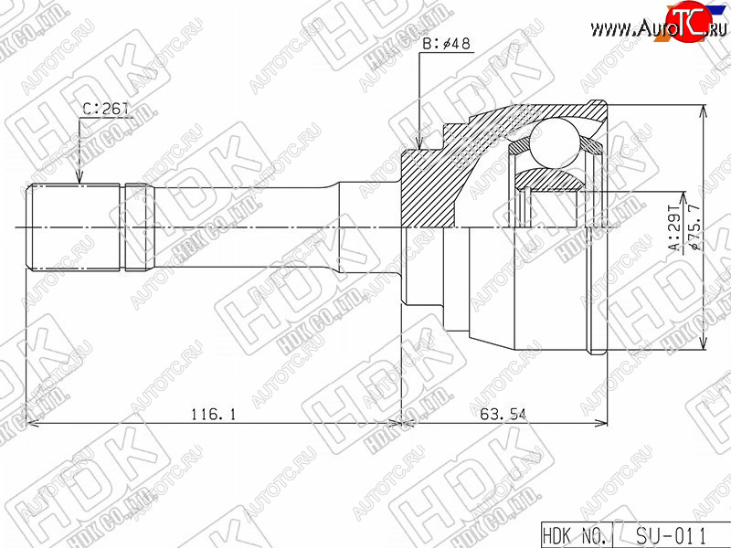 5 999 р. Шрус наружный SUZUKI ESCUDOGRAND VITARA G16AH20AJ20A 95- HDK SU-011  с доставкой в г. Керчь