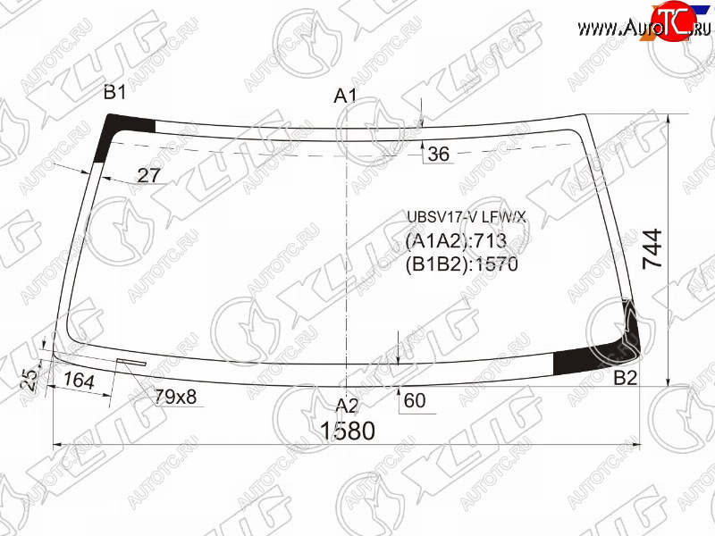 7 599 р. Стекло лобовое Honda Horizon 94-99  Isuzu Bighorn 91-02  Trooper 92-02  Opel Monterey 91-99 XYG UBSV17-V LFW/X  с доставкой в г. Керчь