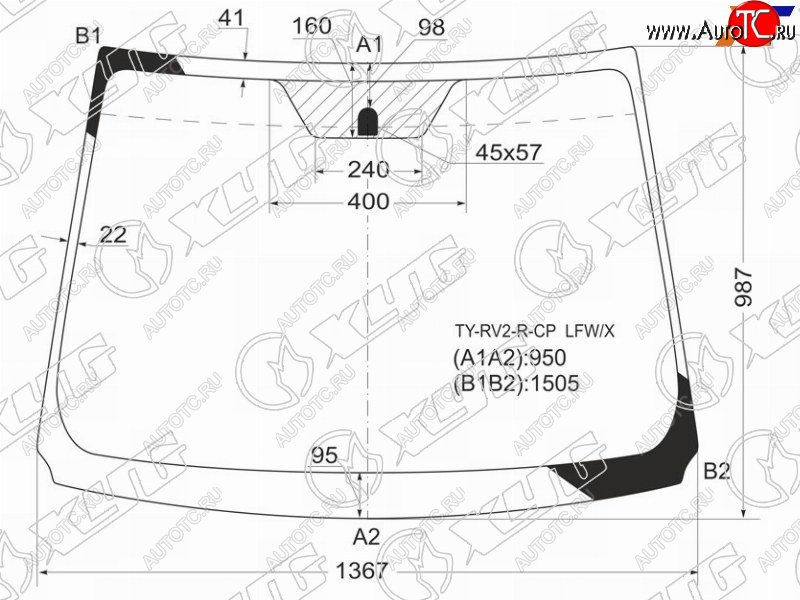 8 249 р. Стекло лобовое TOYOTA WISH 09-17 XYG TY-RV2-R-CP LFW/X  с доставкой в г. Керчь