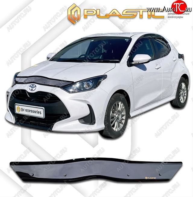 1 899 р. Дефлектор капота (Япония, Европа) CA-Plastic  Toyota Yaris  XP210 (2020-2025) хэтчбэк 5 дв. дорестайлинг (classic черный, без надписи)  с доставкой в г. Керчь
