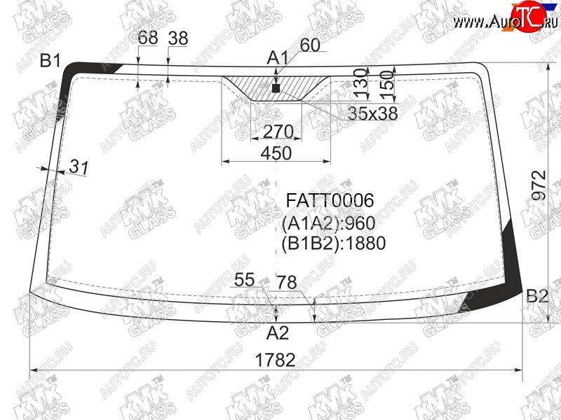 6 899 р. Стекло лобовое PEUGEOT BOXERCITROEN JUMPERFIAT DUCATO 94-06FIAT DUCATO (сб. Россия) 08-           KMK FATT0006  с доставкой в г. Керчь