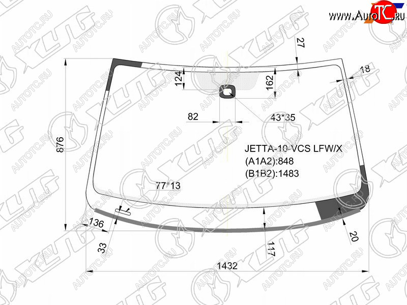 6 899 р. Стекло лобовое (Датчик дождя Молдинг для Европейского рынка) Volkswagen Jetta 10-19                XYG JETTA-10-VCS LFW/X  с доставкой в г. Керчь