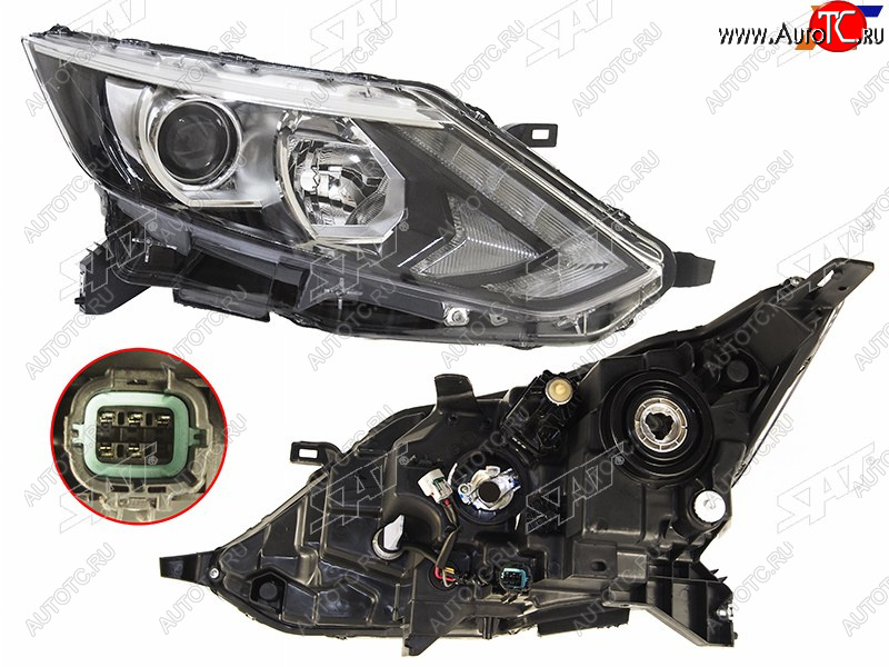11 199 р. Фара правая (диодная полоса) SAT  Nissan Qashqai  2 (2013-2019) J11 дорестайлинг  с доставкой в г. Керчь