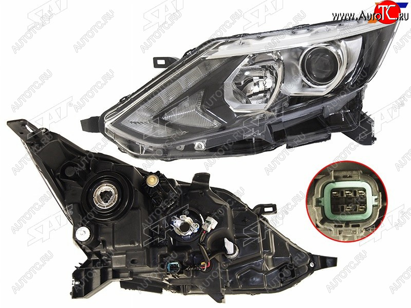 11 199 р. Фара левая (диодная полоса) SAT  Nissan Qashqai  2 (2013-2019) J11 дорестайлинг  с доставкой в г. Керчь