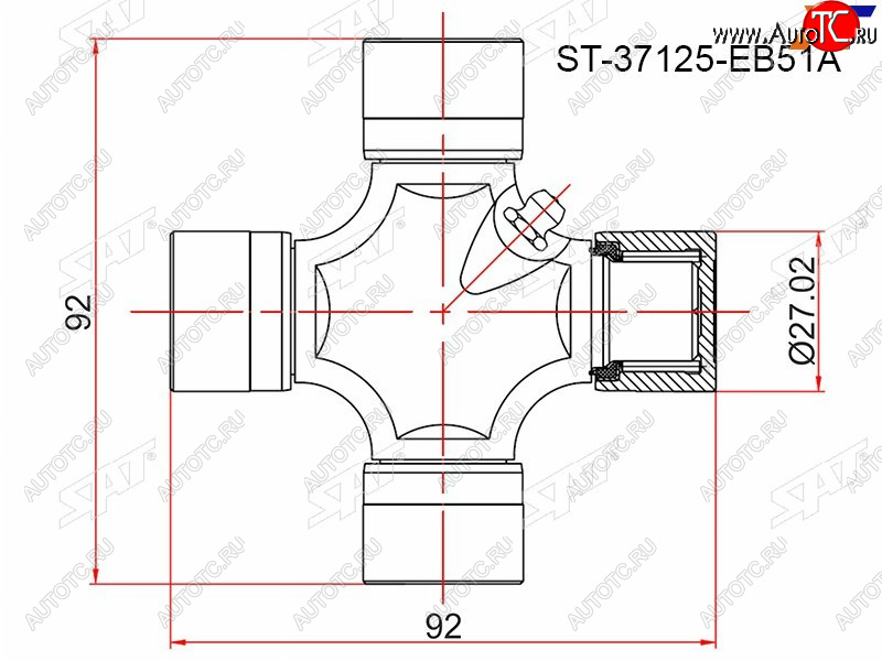 499 р. Крестовина NISSAN NAVARA 05-PATHFINDER 05-13TOYOTA HILUX GGN## 05-12FORTUNER ##N## 06-            SAT ST-37125-EB51A  с доставкой в г. Керчь