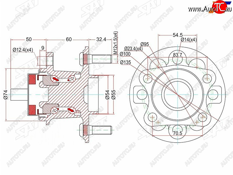 3 399 р. Ступичный узел задн. TOYOTA VITZ KSP90,NCP9#,SCP90RACTIS NCP10#,SCP100BELTA #SP92 05- (с ABS) SAT ST-42450-52060  с доставкой в г. Керчь