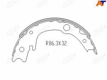 Колодки барабанные задние RH-LH SAT Lifan Solano  дорестайлинг (2010-2015) (комплект 4шт)