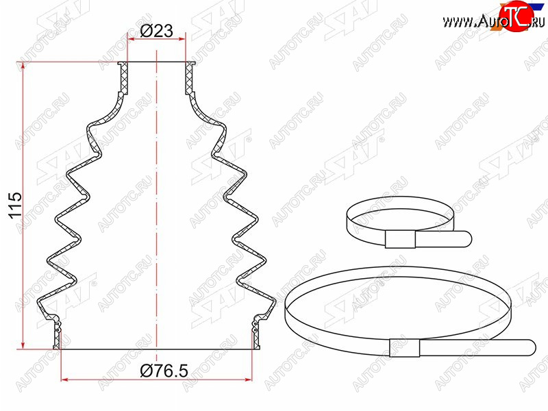 499 р. Пыльник шруса наружный  FR NISSAN ALMERA B10 (2 хомута. термопластик) SAT TC-010  с доставкой в г. Керчь