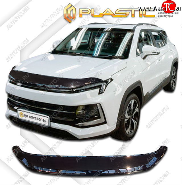 2 159 р. Дефлектор капота CA-Plastic Москвич 3 DA21 (2022-2025) (cерия Сlassic черный, без надписи)  с доставкой в г. Керчь