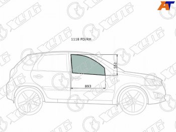 Стекло боковое опускное (Спереди Справа Цвет зеленый) Datsun mi-Do 14-21  on-DO 14-19  LADA Gran XYG 1118 FD/RH
