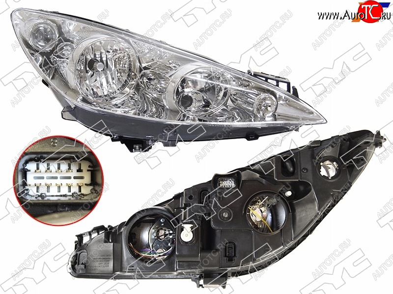 12 849 р. Фара правая (галоген, с электрокорректором) TYC  Peugeot 308  T7 (2007-2011) универсал дорестайлинг, хэтчбек 5 дв. дорестайлинг  с доставкой в г. Керчь