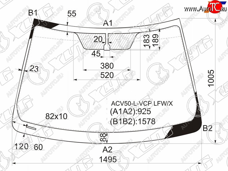 6 449 р. Стекло лобовое Toyota Camry (XV50) 11-18  Aurion 12-15  Camry UAEUSA 11-17 XYG ACV50-L-VCP LFW/X  с доставкой в г. Керчь