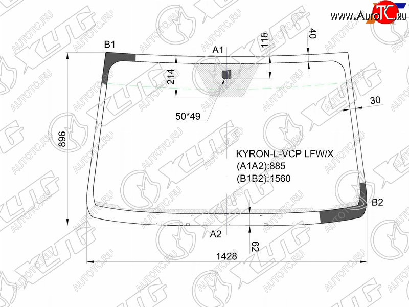 5 849 р. Стекло лобовое SsangYong Actyon 05-10  Actyon Sports 06-16  Kyron 05-16  Nomad 13-17 XYG KYRON-L-VCP LFW/X  с доставкой в г. Керчь