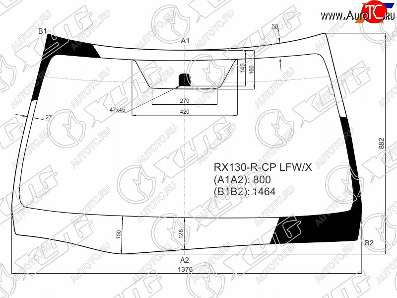 8 249 р. Стекло лобовое Toyota Mark X 09-19 XYG RX130-R-CP LFW/X  с доставкой в г. Керчь