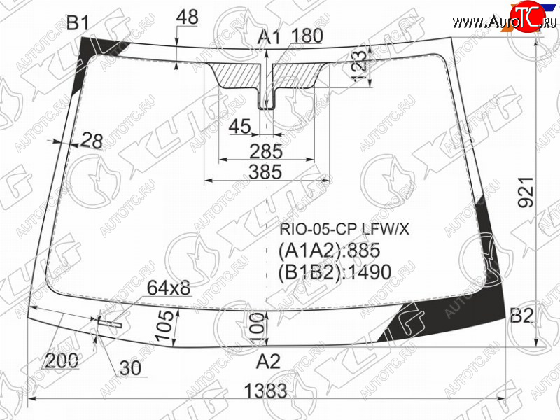 4 999 р. Стекло лобовое Kia Rio 09-11 XYG RIO-05-CP LFW/X  с доставкой в г. Керчь