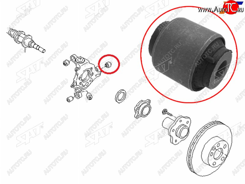 399 р. Сайлентблок Infiniti FX35 02-08  Nissan Murano 02-08  Infiniti FX45 02-09  Nissan Elgrand 02-10  SAT ST-55157-CA000  с доставкой в г. Керчь