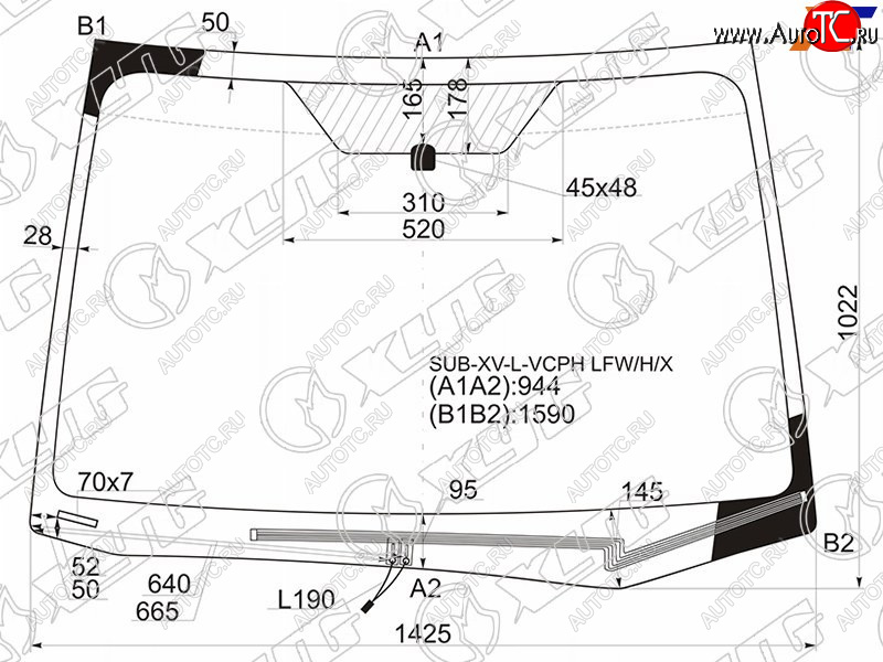 8 649 р. Стекло лобовое (Обогрев щеток) Subaru Impreza 11-16  XV 11-17  Impreza WRX 14-21  Impreza WRX STI XYG SUB-XV-L-VCPH LFW/H/X  с доставкой в г. Керчь