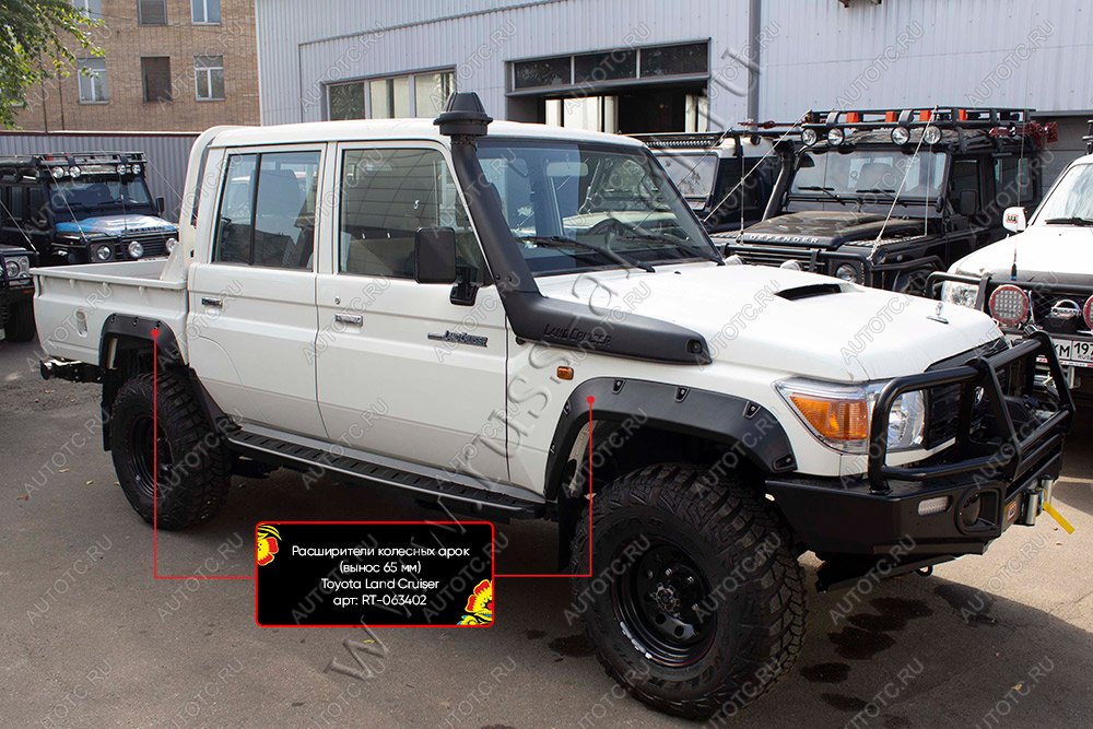 19 719 р. Расширители колесных арок Toyota Land Cruiser 79 2007- (вынос 65 мм) Русская Артель rt-063402  с доставкой в г. Керчь