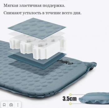 5 639 р. Коврик самонадувающийся Naturehike, 185x55x3,5 см, синий Naturehike cnk2300dz013-sqbl  с доставкой в г. Керчь. Увеличить фотографию 4